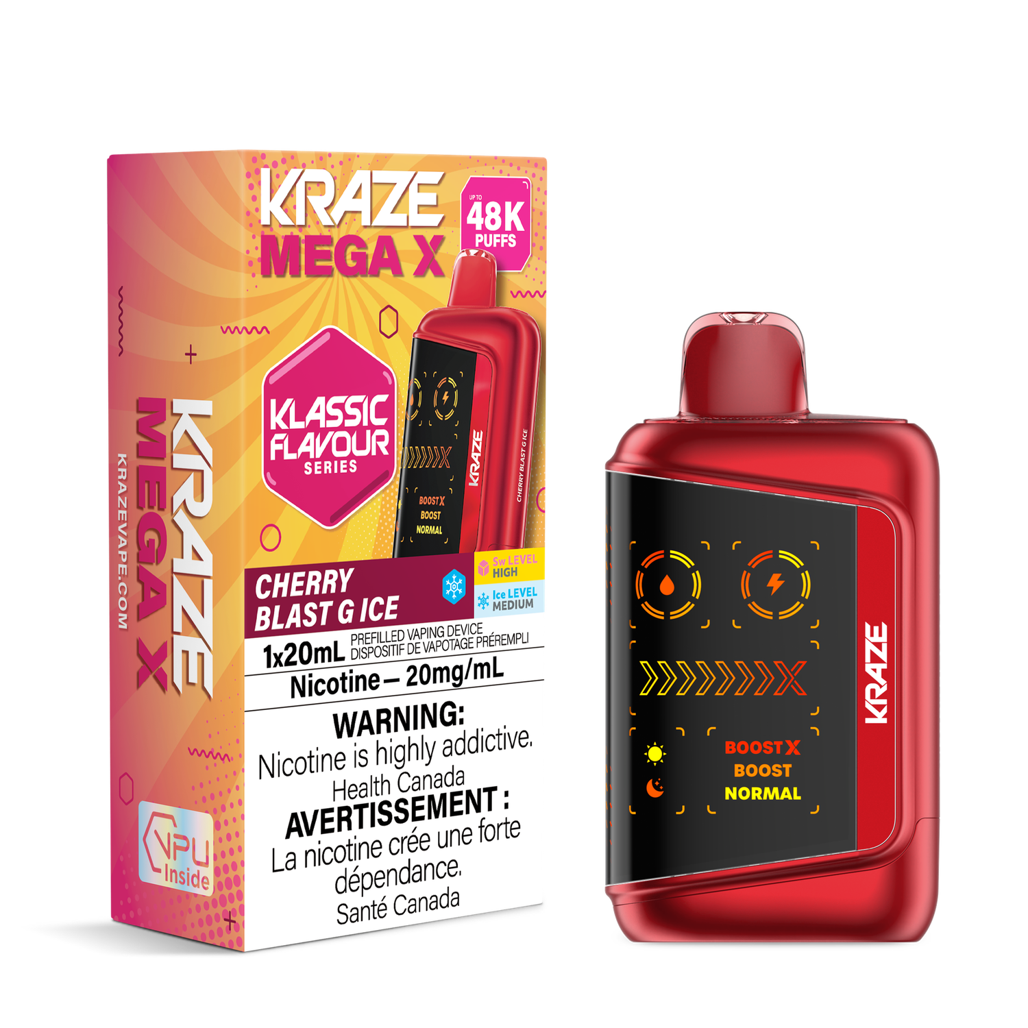 Cherry Blast G Ice - Kraze Mega X Classic Disposable, Nicotine: 20mg