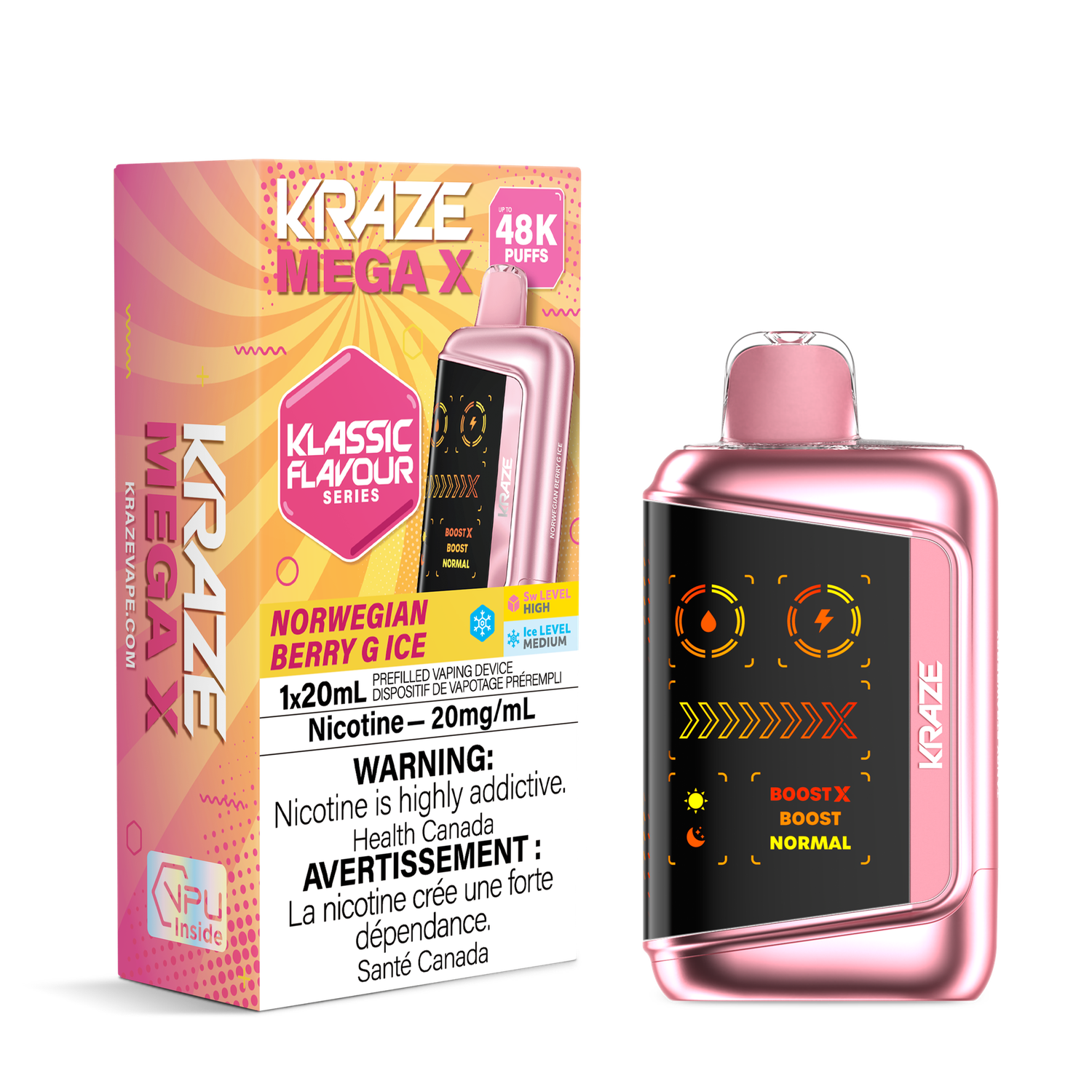Norwegian Berry G Ice - Kraze Mega X Classic Disposable, Nicotine: 20mg