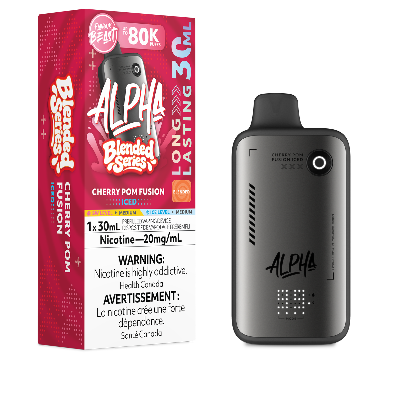 Cherry Pom Fusion Iced - Flavour Beast Alpha Disposable, Nicotine: 20mg
