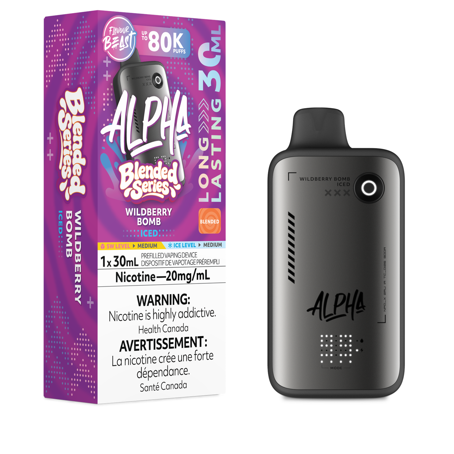 Wildberry Bomb Iced - Flavour Beast Alpha Disposable, Nicotine: 20mg