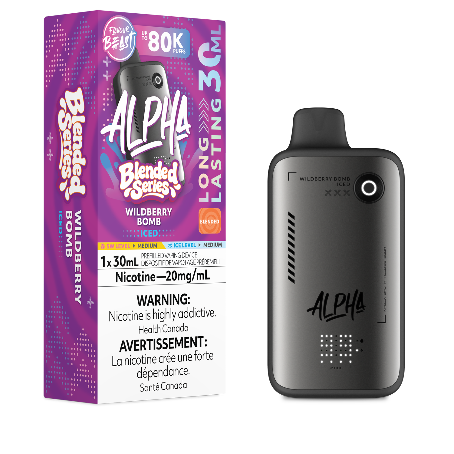 Wildberry Bomb Iced - Flavour Beast Alpha Disposable, Nicotine: 20mg