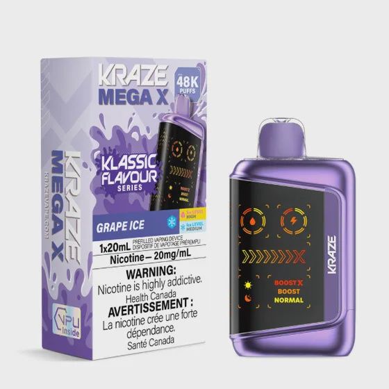 Grape Ice - Kraze Mega X Classic Diposable, Nicotine: 20mg