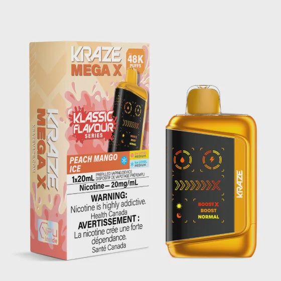 Peach Mango Ice - Kraze Mega X Classic Disposable, Nicotine: 20mg