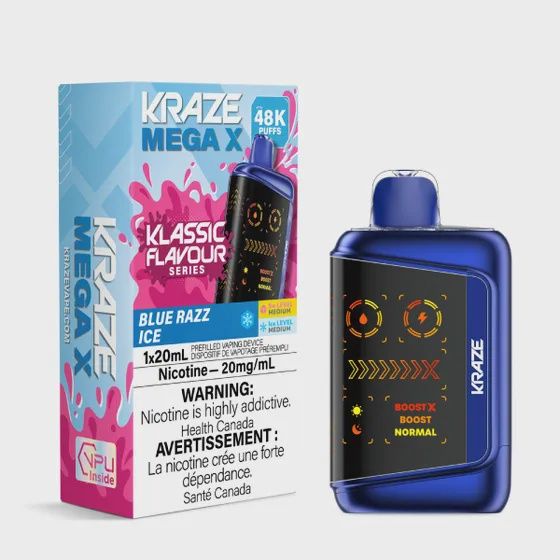 Blue Razz Ice - Kraze Mega X Classic Disposable, Nicotine: 20mg