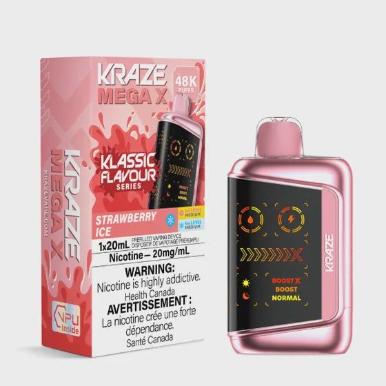Strawberry Ice - Kraze Mega X Classic Disposable, Nicotine: 20mg