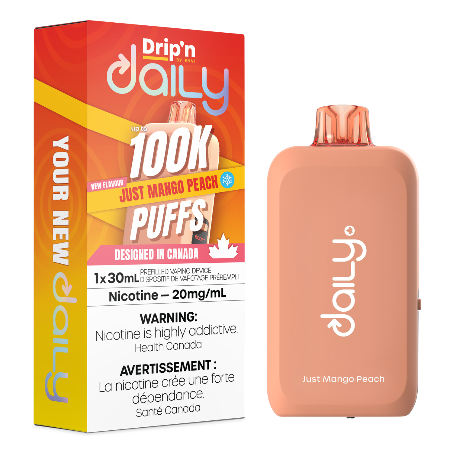 Just Mango Peach - Drip'n Daily by Envi 30mL Disposable, Nicotine: 20mg