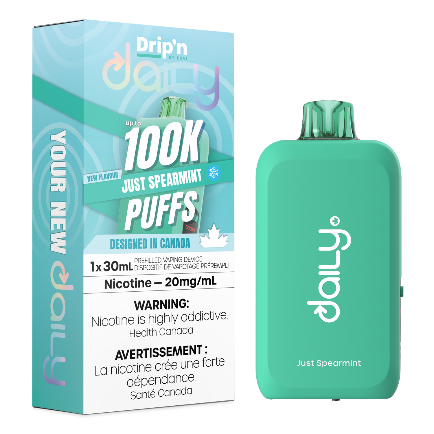 Just Spearmint - Drip'n Daily by Envi 30mL Disposable, Nicotine: 20mg