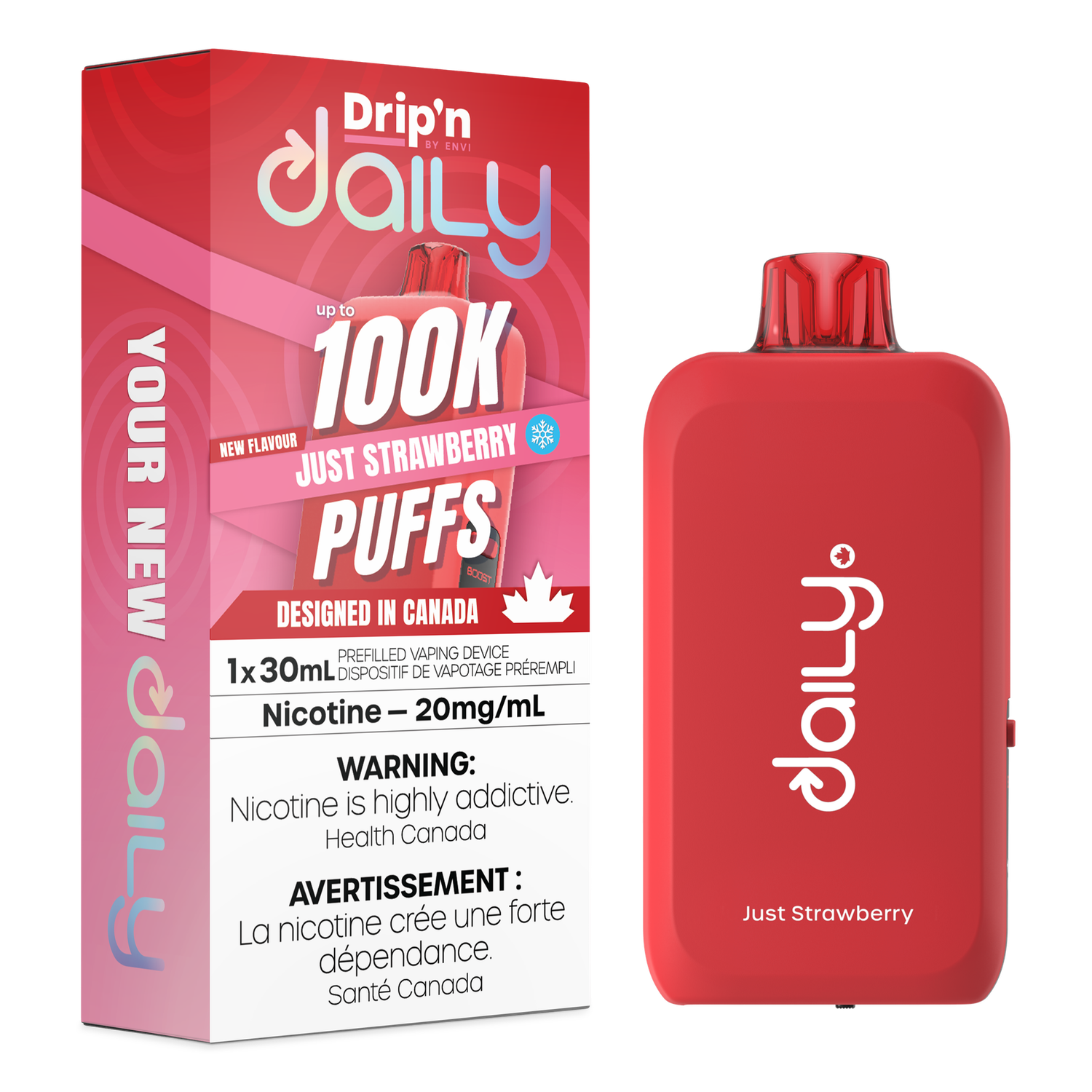 Just Strawberry - Drip'n Daily by Envi 30mL Disposable, Nicotine: 20mg