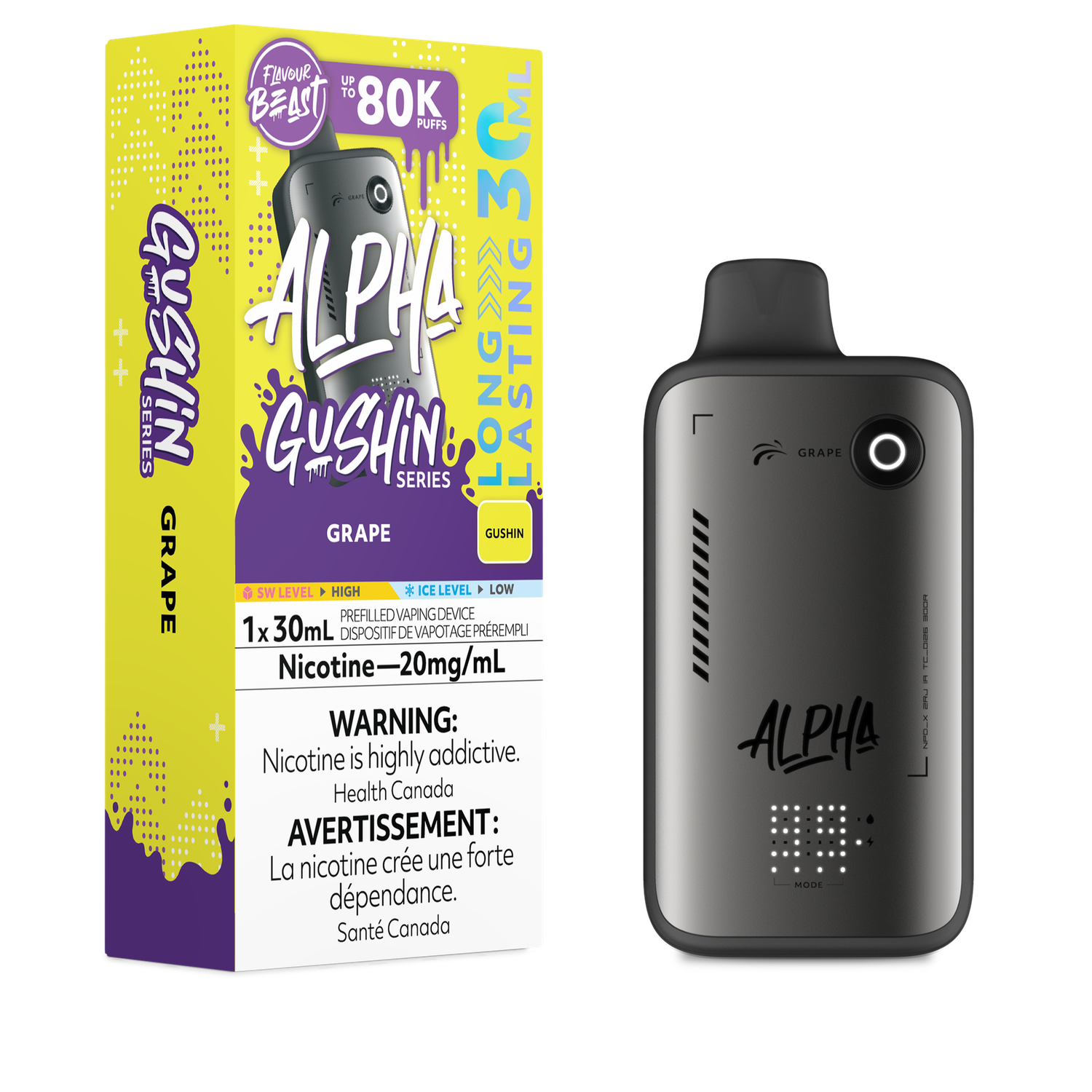 Gushin' Grape - Flavour Beast Alpha Disposable, Nicotine: 20mg