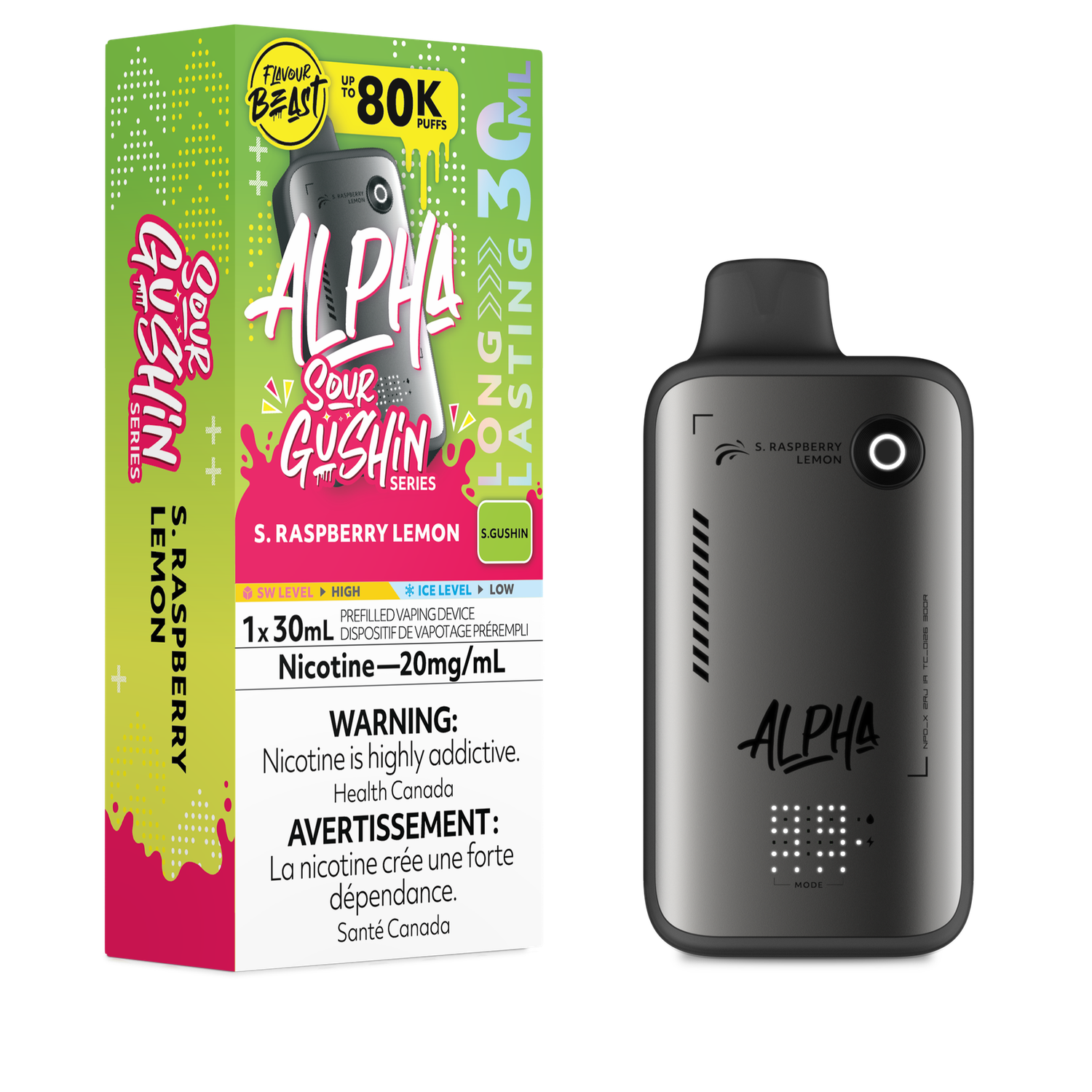 Sour Gushin' S. Raspberry Lemon - Flavour Beast Alpha Disposable, Nicotine: 20mg