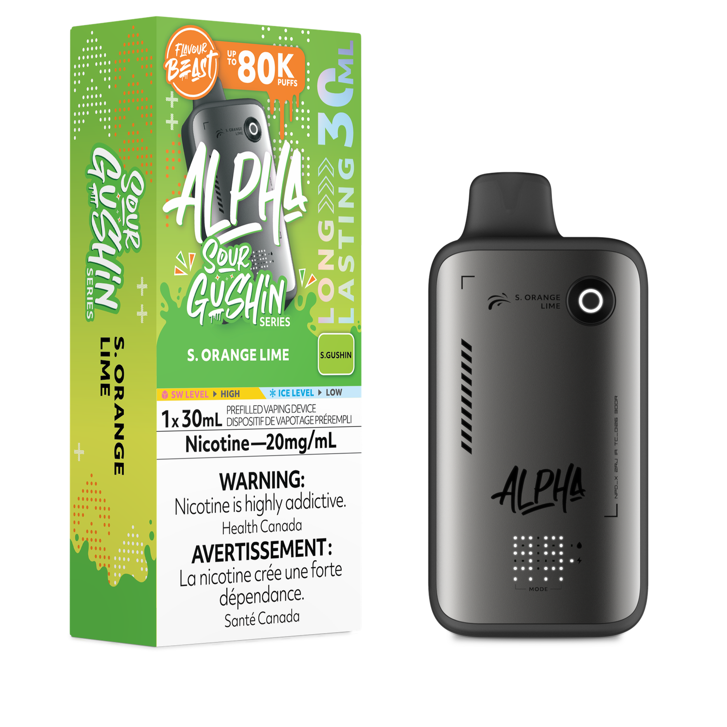 Sour Gushin' S. Orange Lime - Flavour Beast Alpha Disposable, Nicotine: 20mg