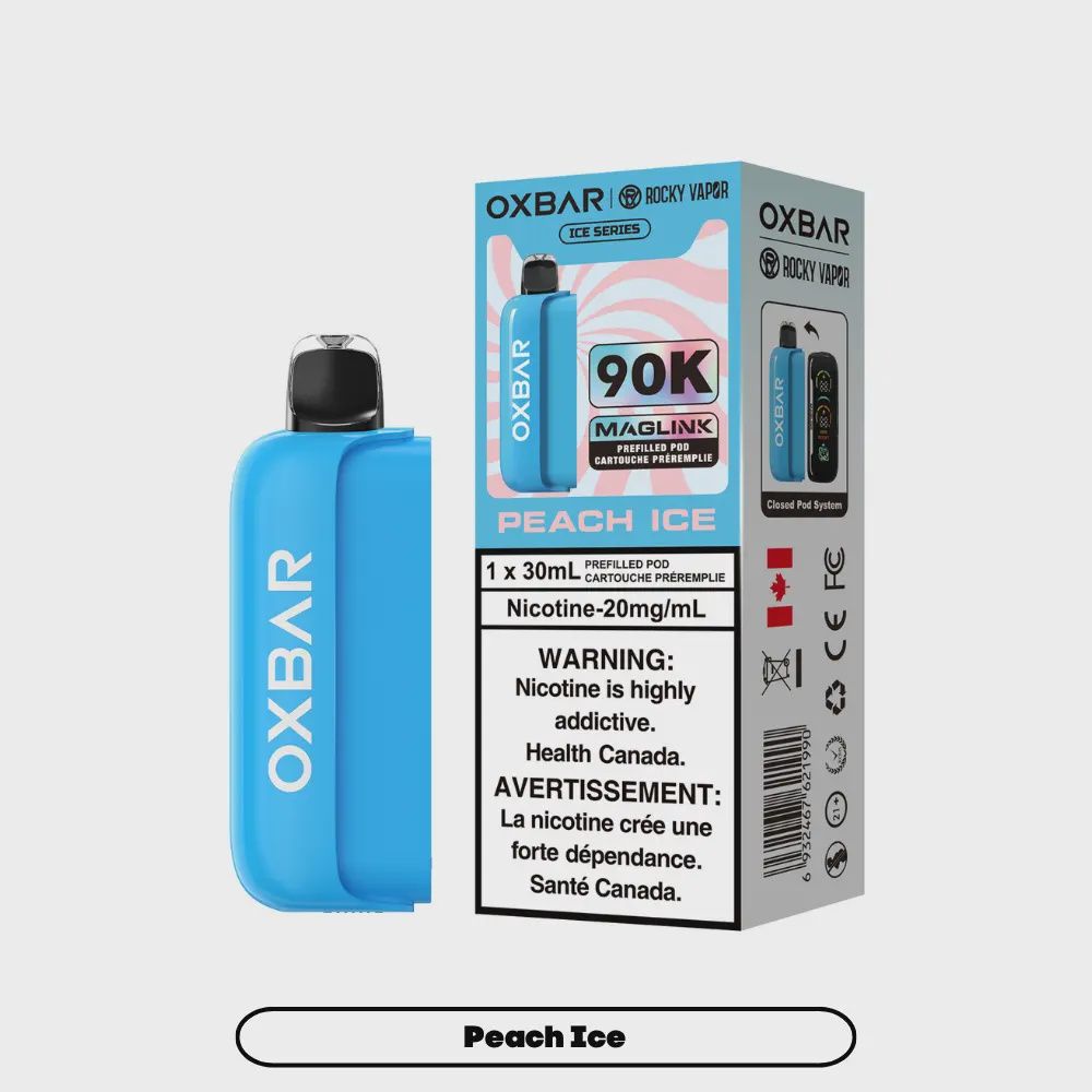 Peach Ice Oxbar Maglink Ice Series 90K Pods, Nicotine: 20mg