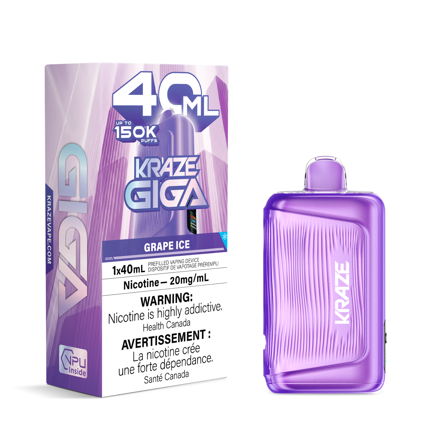 Grape Ice - Kraze Giga Disposable, Nicotine: 20mg