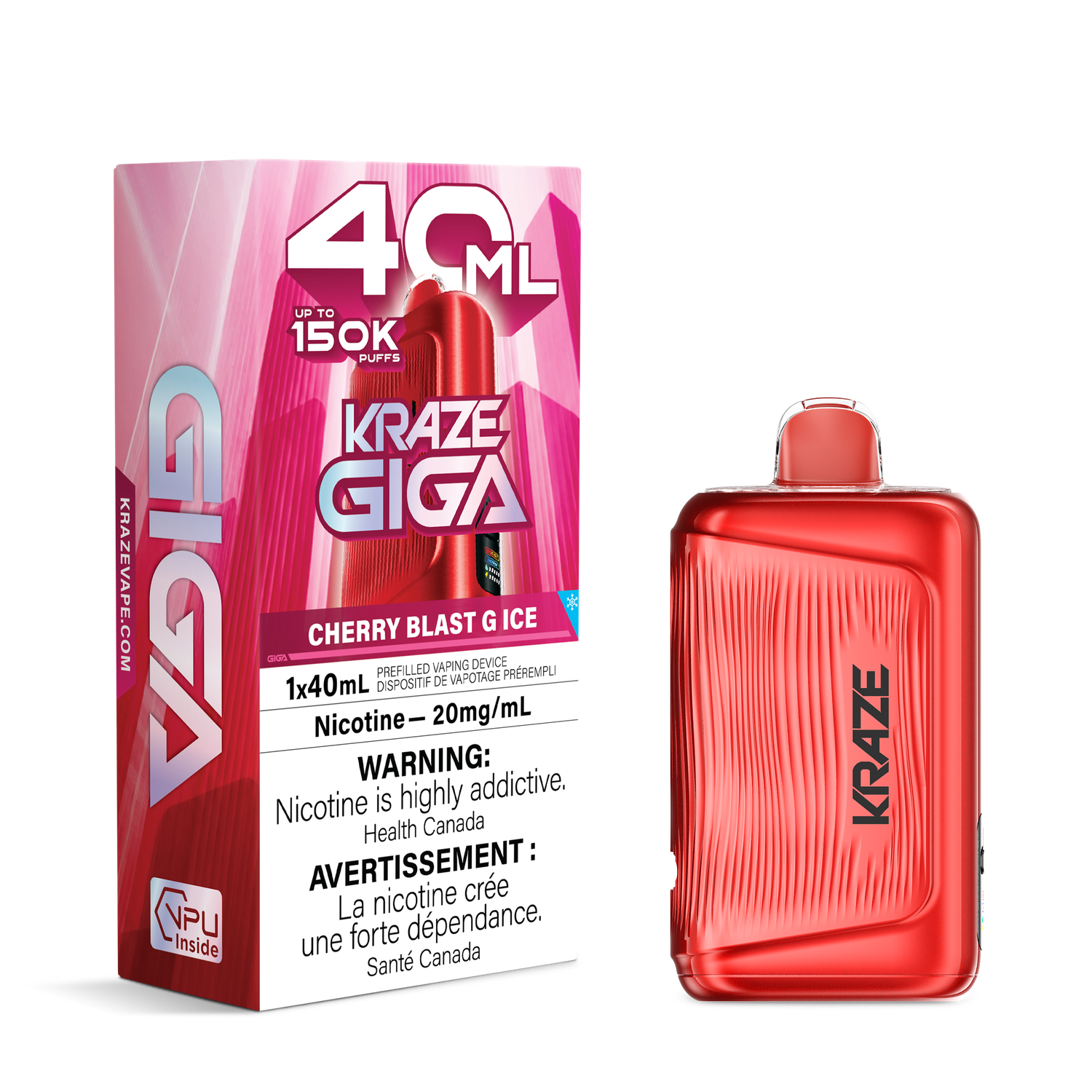 Cherry Blast G Ice - Kraze Giga Disposable, Nicotine: 20mg
