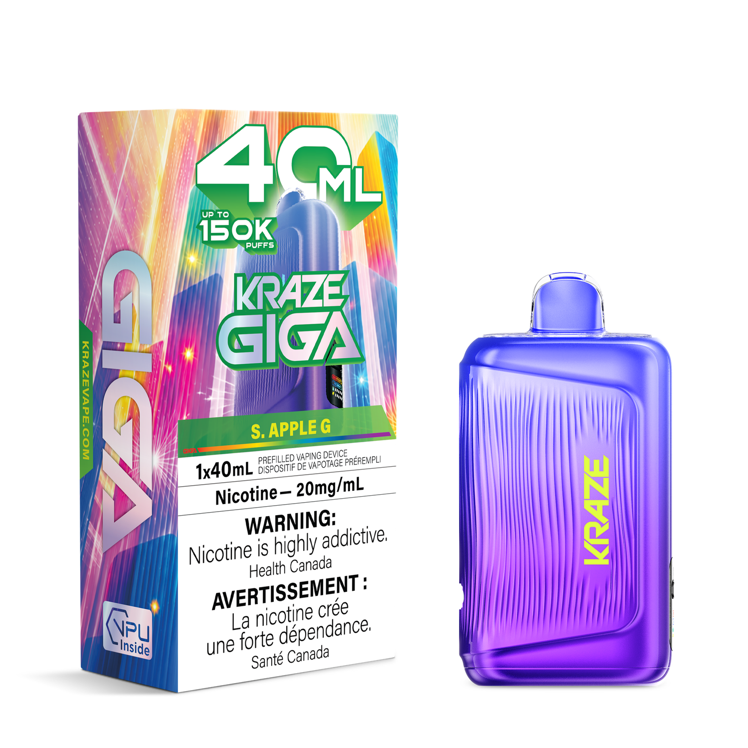 S. Apple G - Kraze Giga Disposable, Nicotine: 20mg