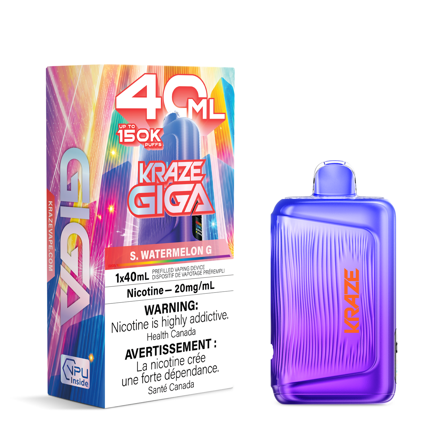 S. Watermelon G - Kraze Giga Disposable, Nicotine: 20mg