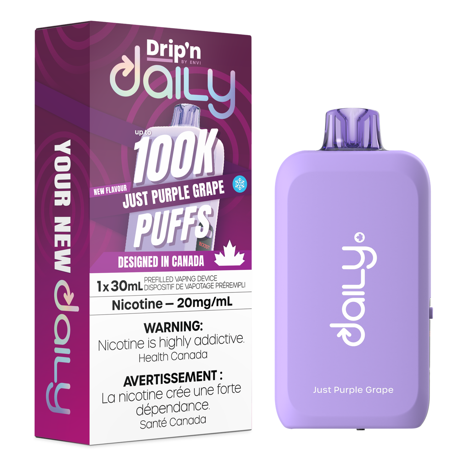 Just Purple Grape - Drip'n Daily by Envi 30mL Disposable, Nicotine: 20mg