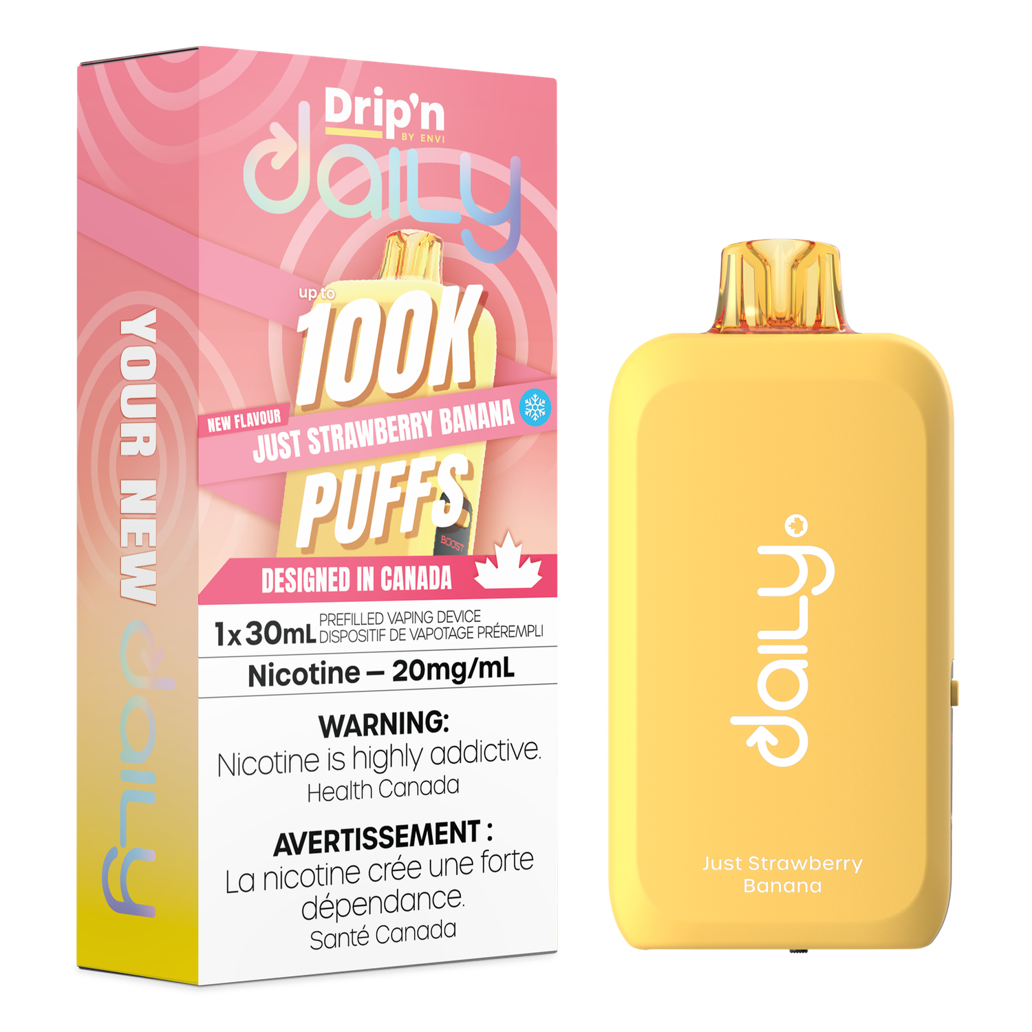 Just Strawberry Banana - Drip'n Daily by Envi 30mL Disposable, Nicotine: 20mg