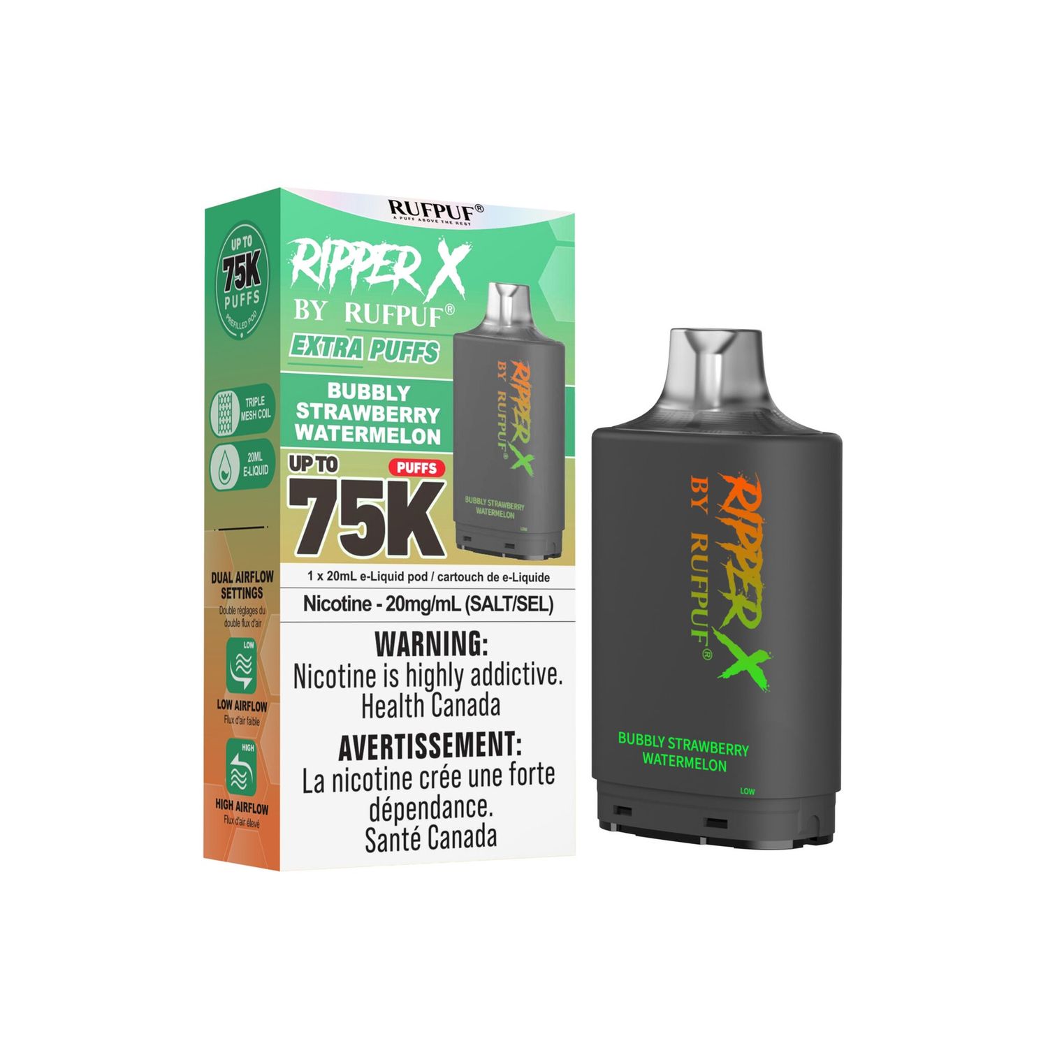 Bubbly Strawberry Watermelon Ripper X 75K Pod, Nicotine: 20mg