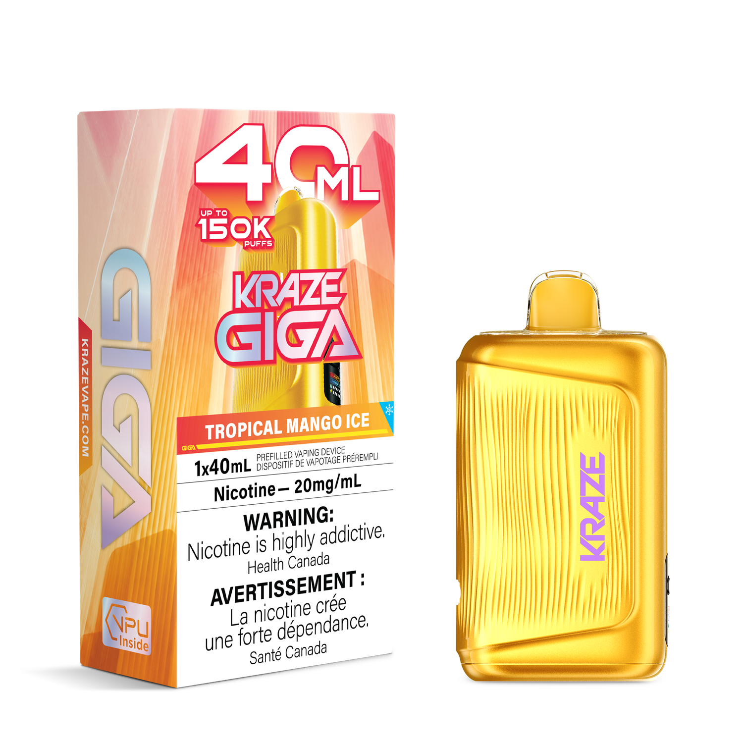 Tropical Mango Ice - Kraze Giga Disposable, Nicotine: 20mg