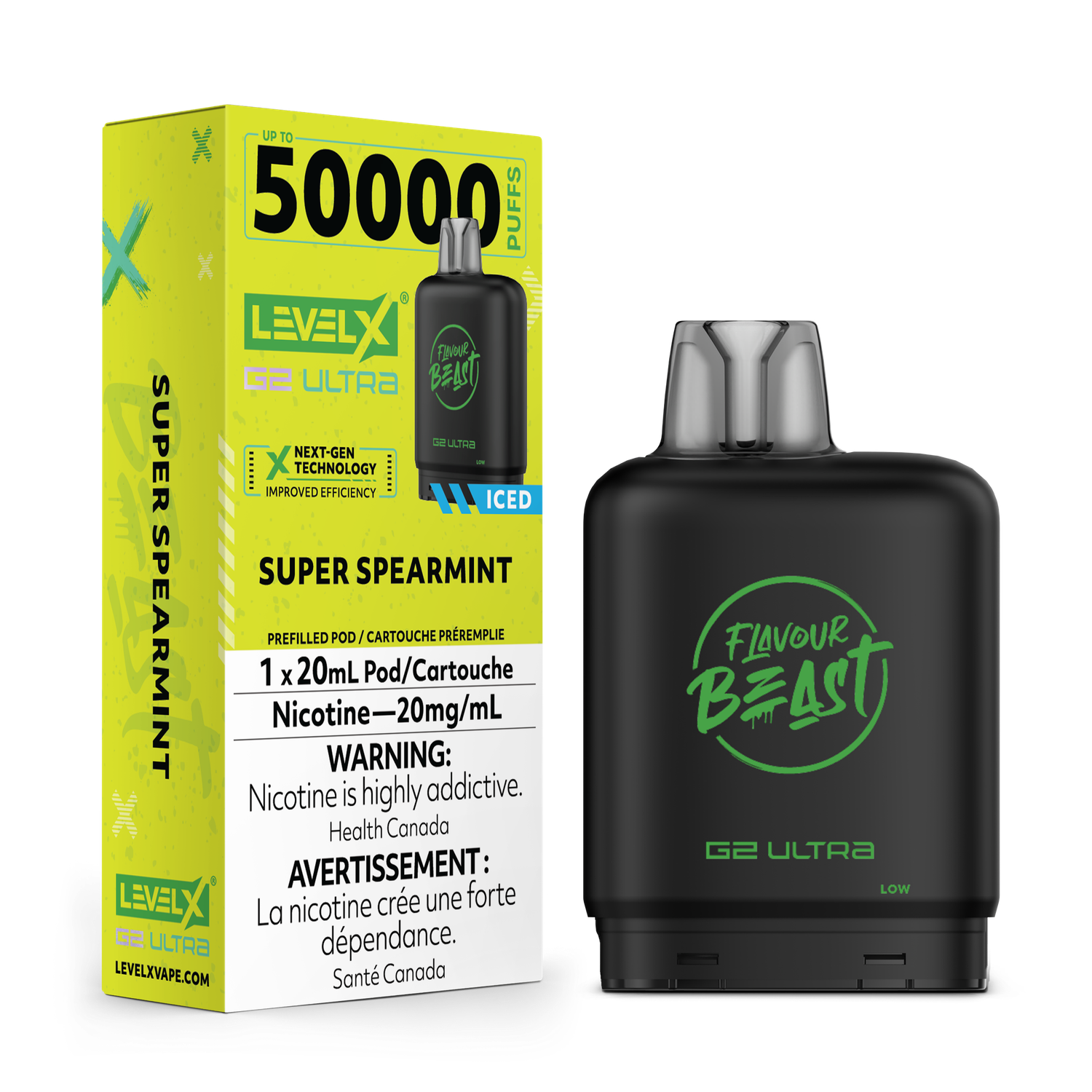 Super Spearmint Iced Flavour Beast Level X G2 Ultra Pod, Nicotine: 20mg