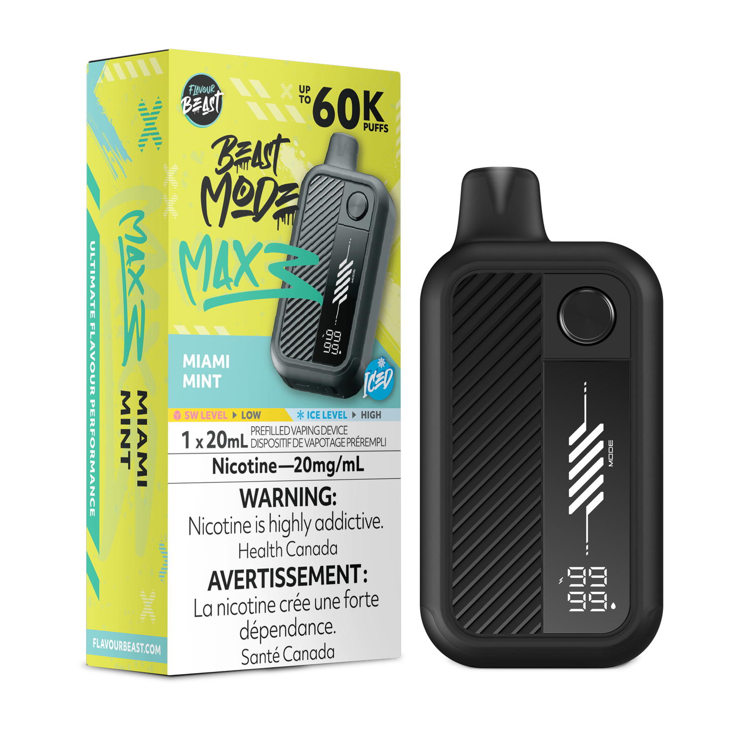 Miami Mint Iced - Flavour Beast Beast Mode Max 3 Disposable, Nicotine: 20mg