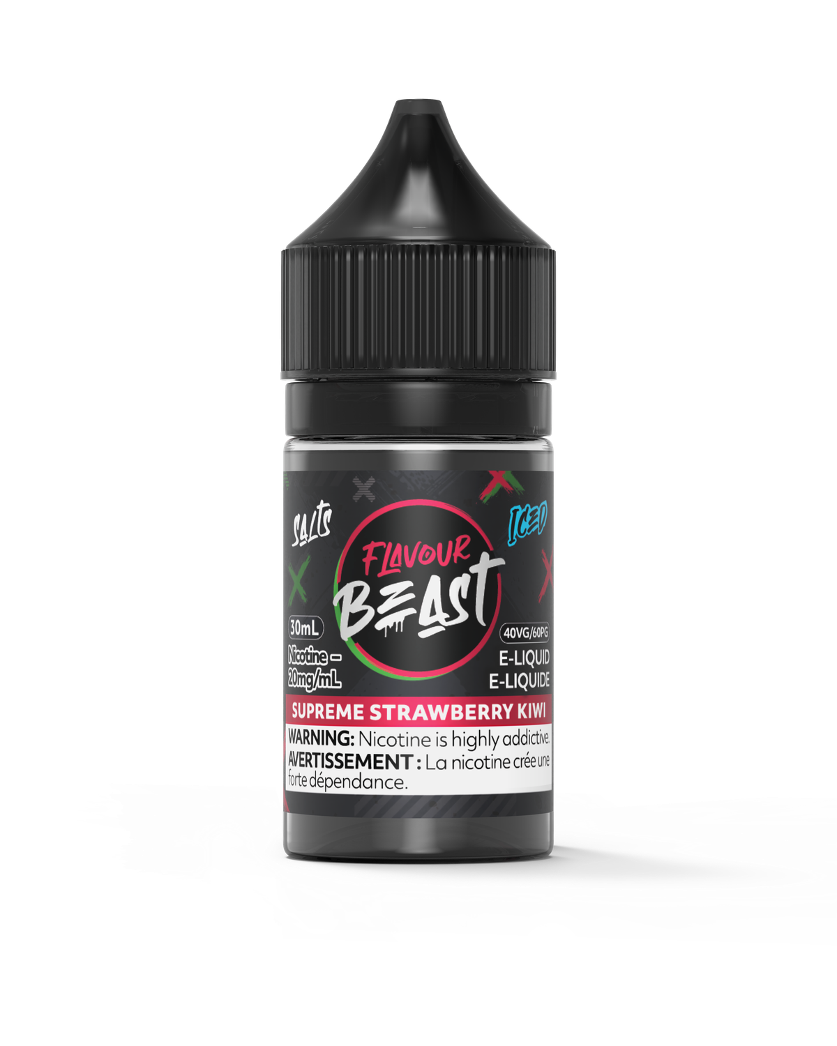 Supreme Strawberry Kiwi Iced by Flavour Beast Salt, Nicotine: 20mg, Size: 30ml