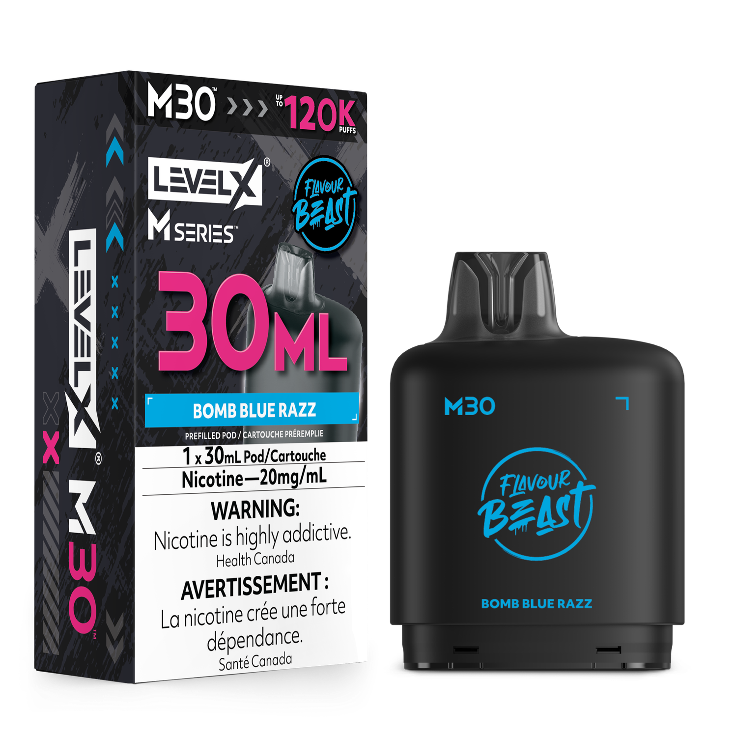 Bomb Blue Razz Flavour Beast Level X M30 Series Pod, Nicotine: 20mg