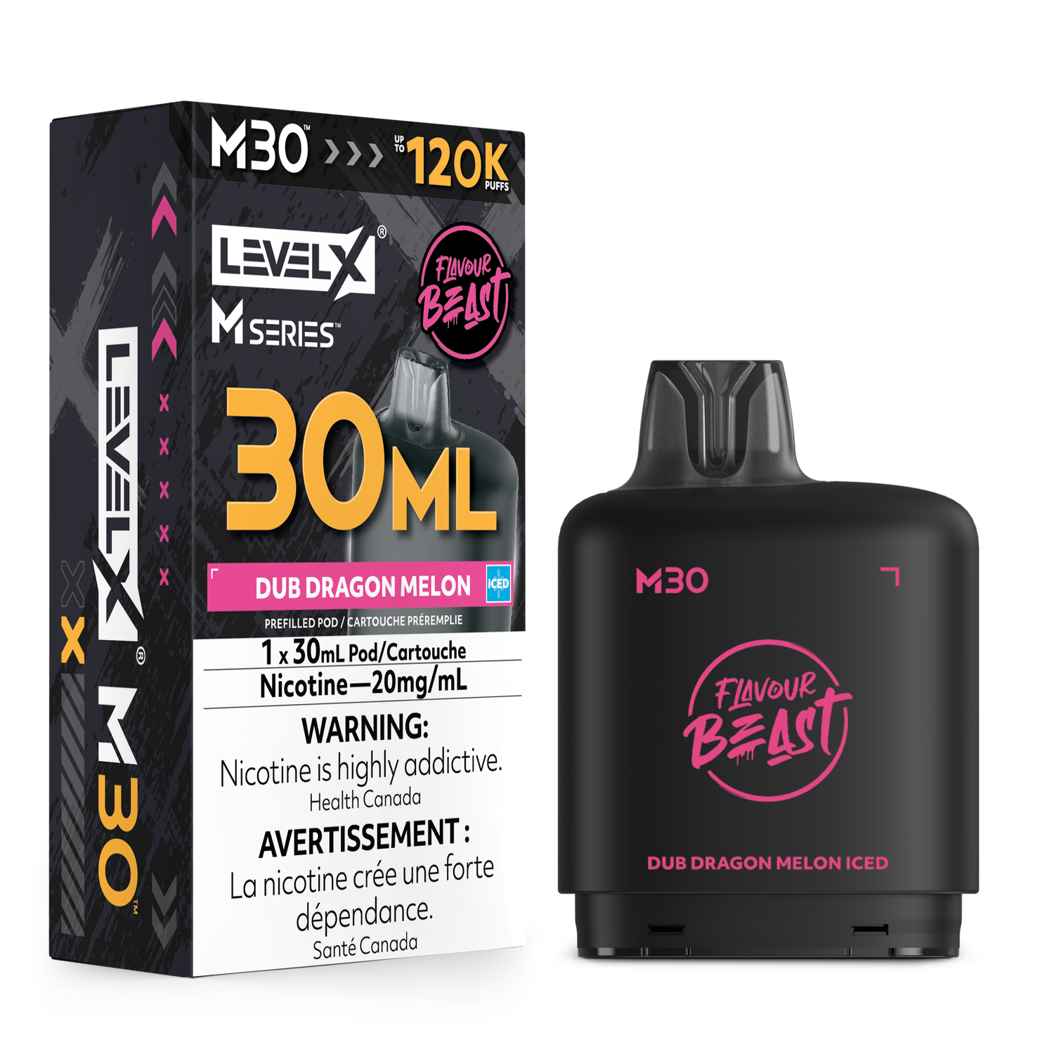 Dub Dragon Melon Iced Flavour Beast Level X M30 Series Pod, Nicotine: 20mg