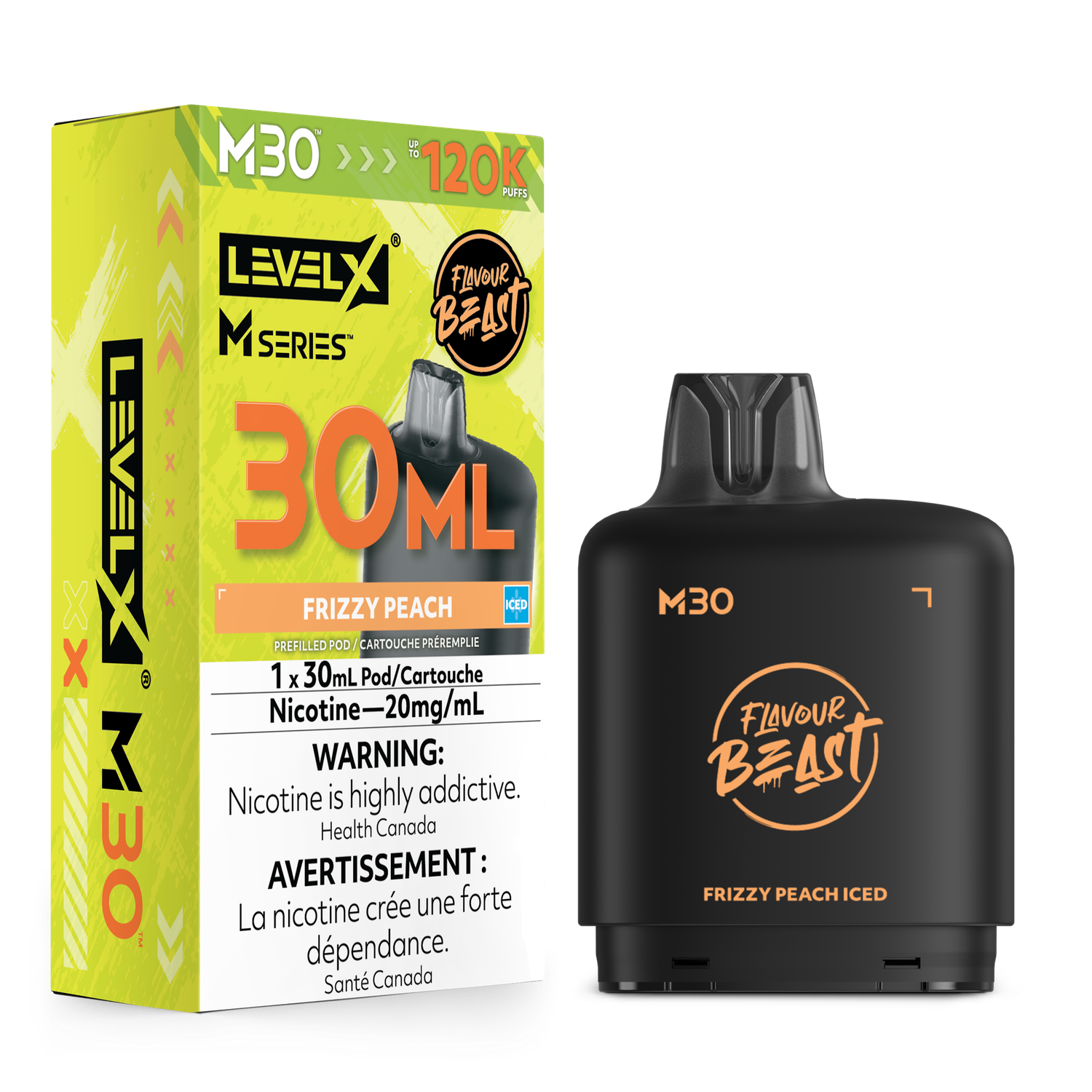 Frizzy Peach Iced Flavour Beast Level X M30 Series Pod, Nicotine: 20mg