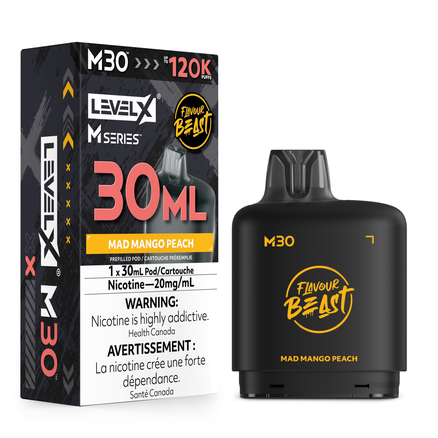 Mad Mango Peach Flavour Beast Level X M30 Series Pod, Nicotine: 20mg