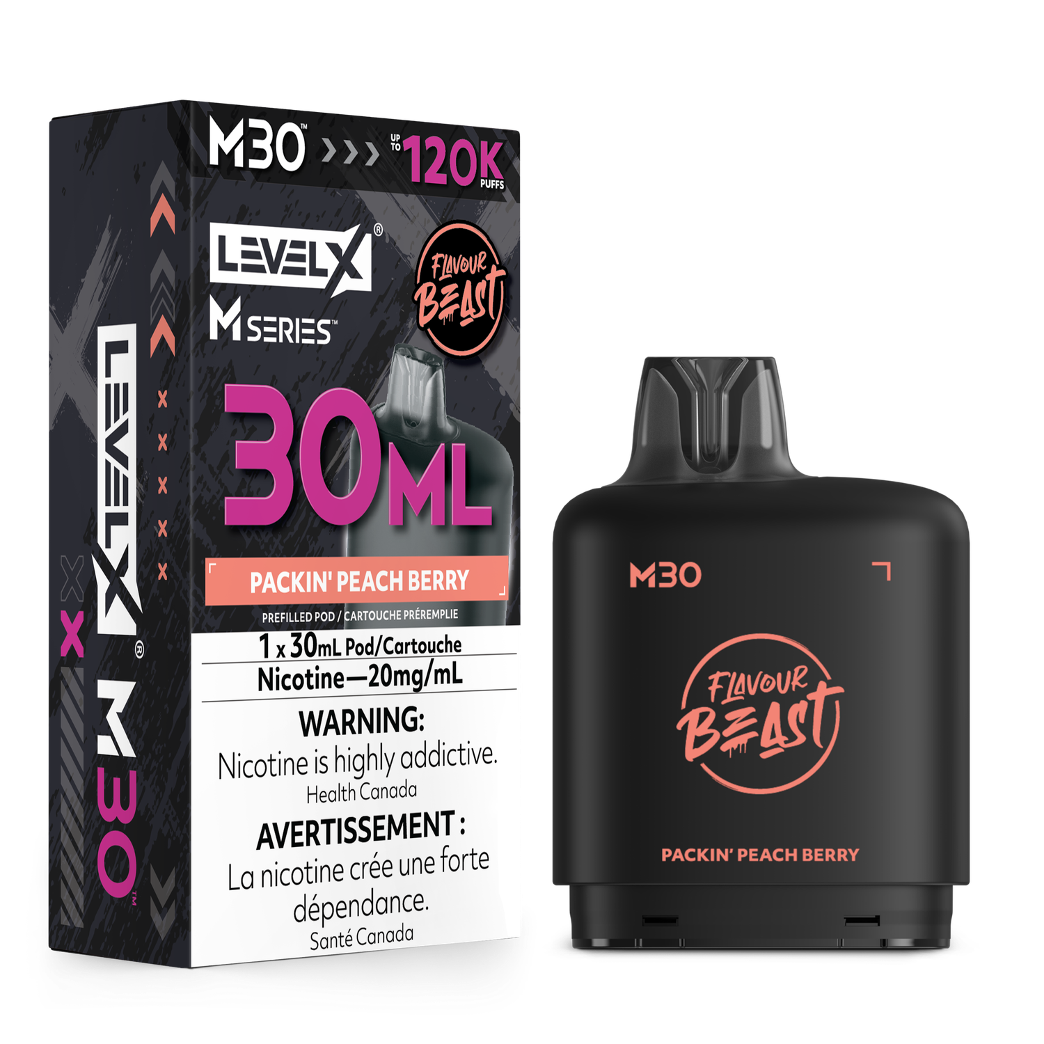 Packin' Peach Berry Flavour Beast Level X M30 Series Pod, Nicotine: 20mg