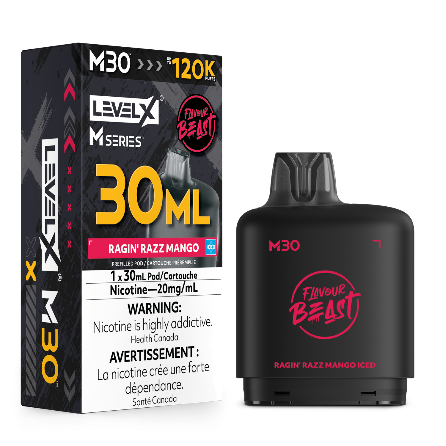 Ragin' Razz Mango Iced Flavour Beast Level X M30 Series Pod, Nicotine: 20mg