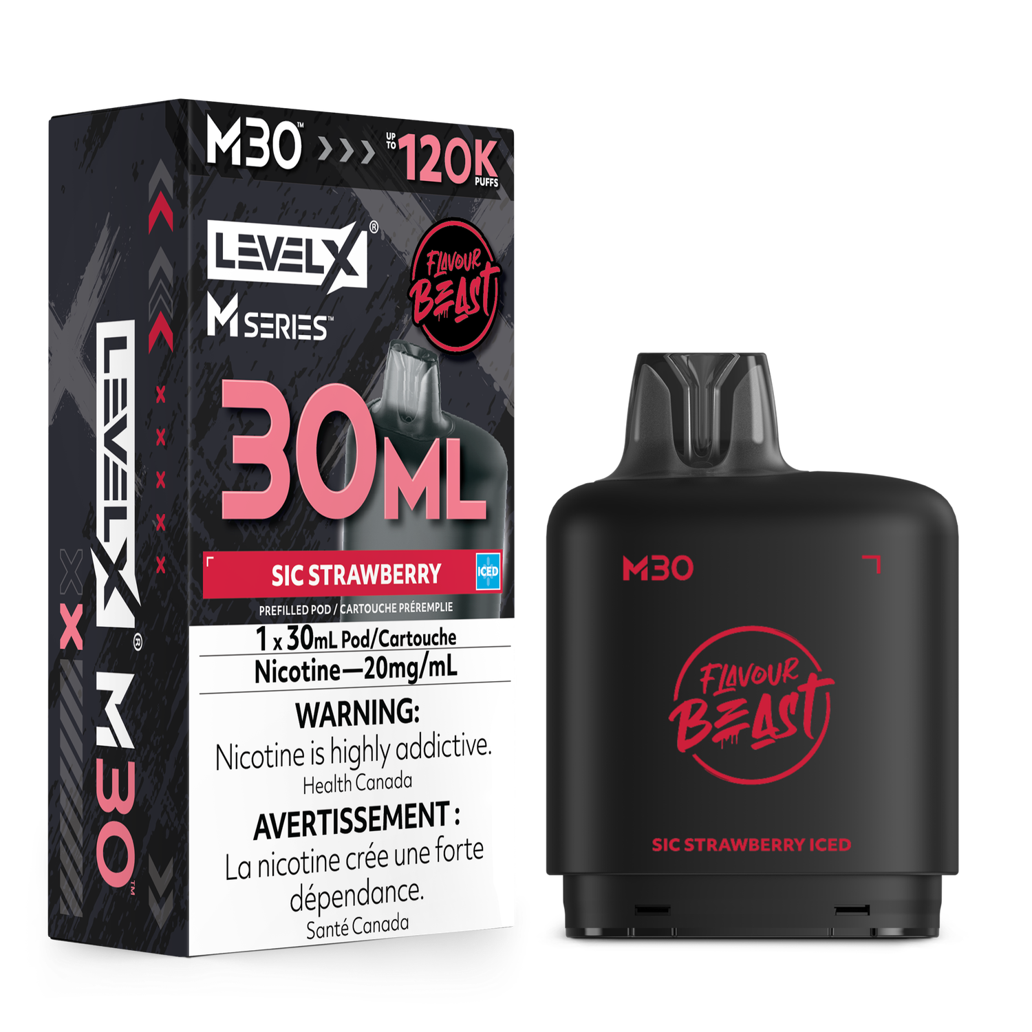 Sic Strawberry Iced Flavour Beast Level X M30 Series Pod, Nicotine: 20mg