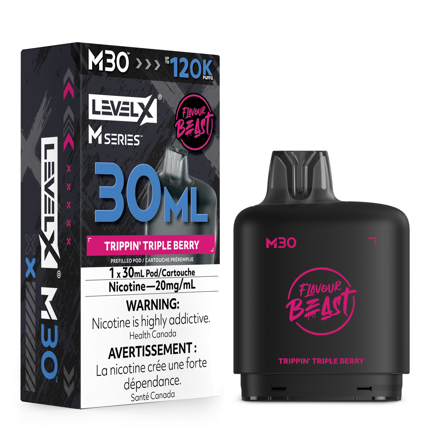 Trippin' Triple Berry Flavour Beast Level X M30 Series Pod, Nicotine: 20mg