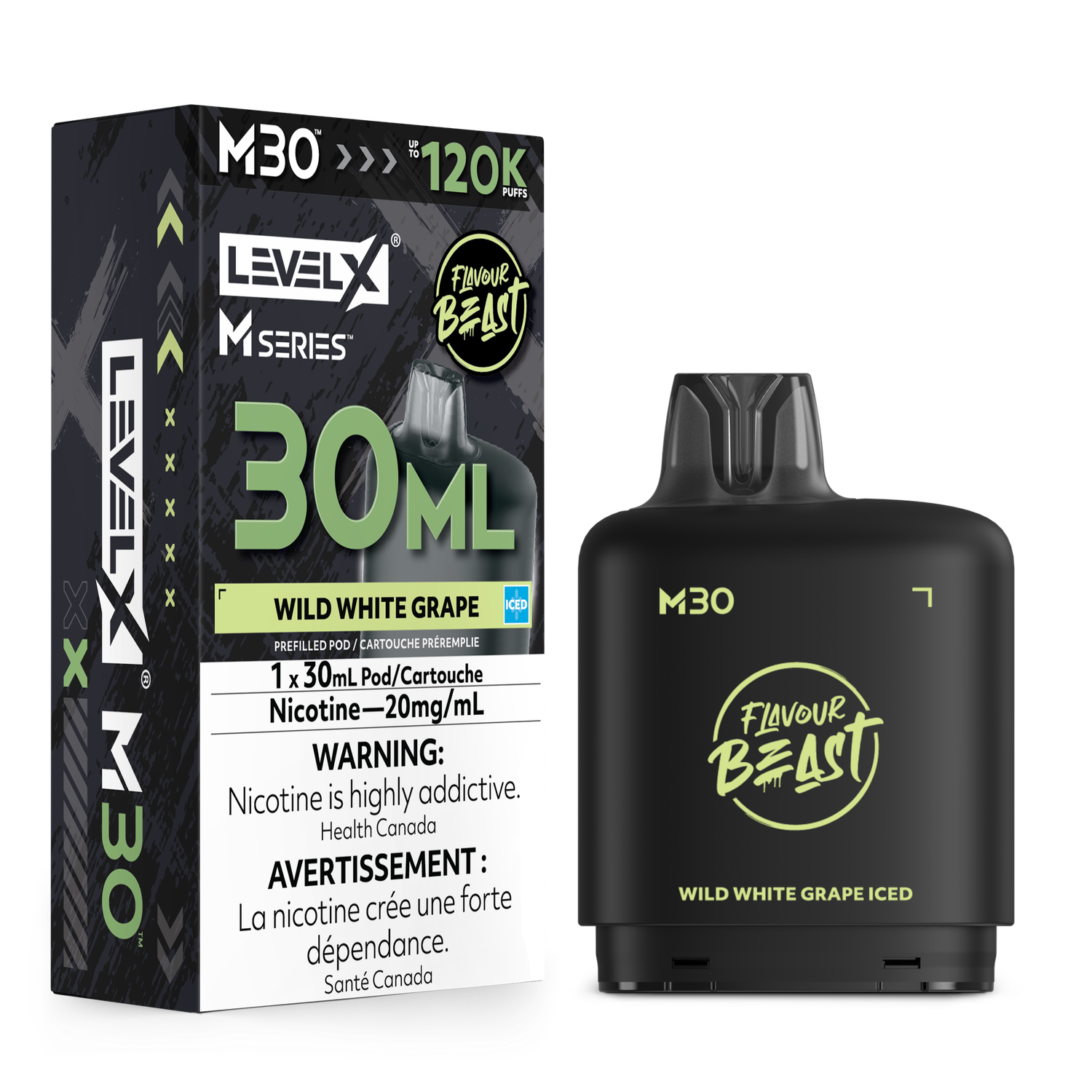 Wild White Grape Iced Flavour Beast Level X M30 Series Pod, Nicotine: 20mg