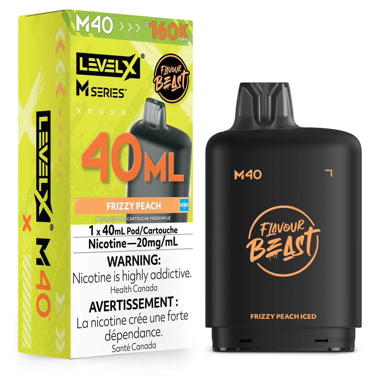 Frizzy Peach Iced Flavour Beast Level X M40 Series Pod, Nicotine: 20mg