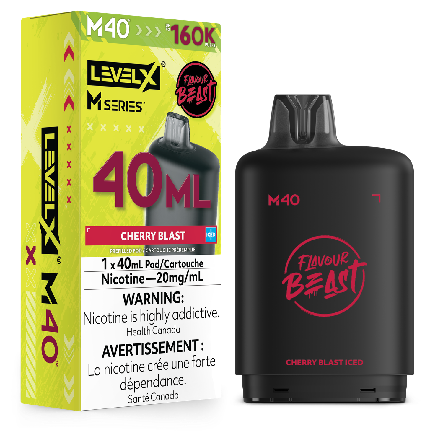Cherry Blast Iced Flavour Beast Level X M40 Series Pod, Nicotine: 20mg