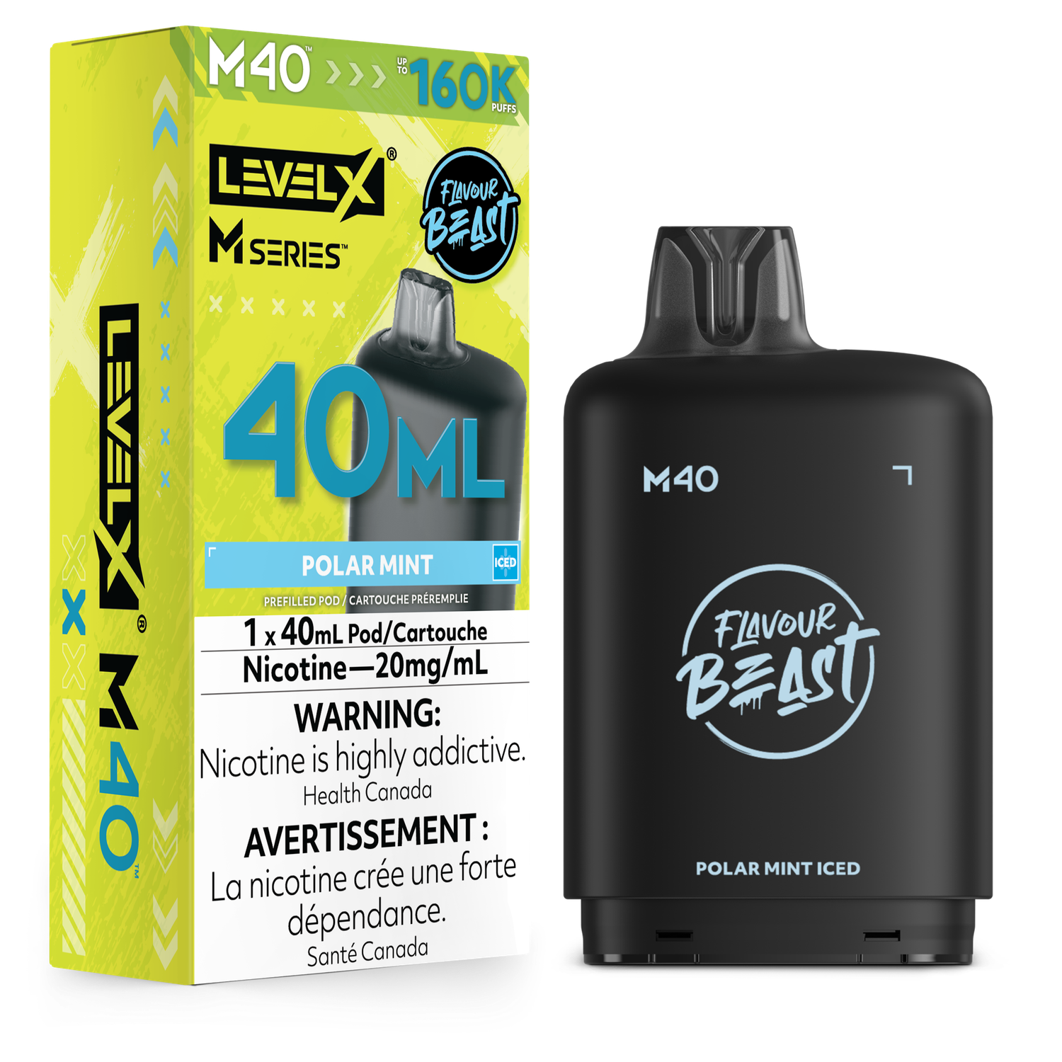 Polar Mint Iced Flavour Beast Level X M40 Series Pod, Nicotine: 20mg