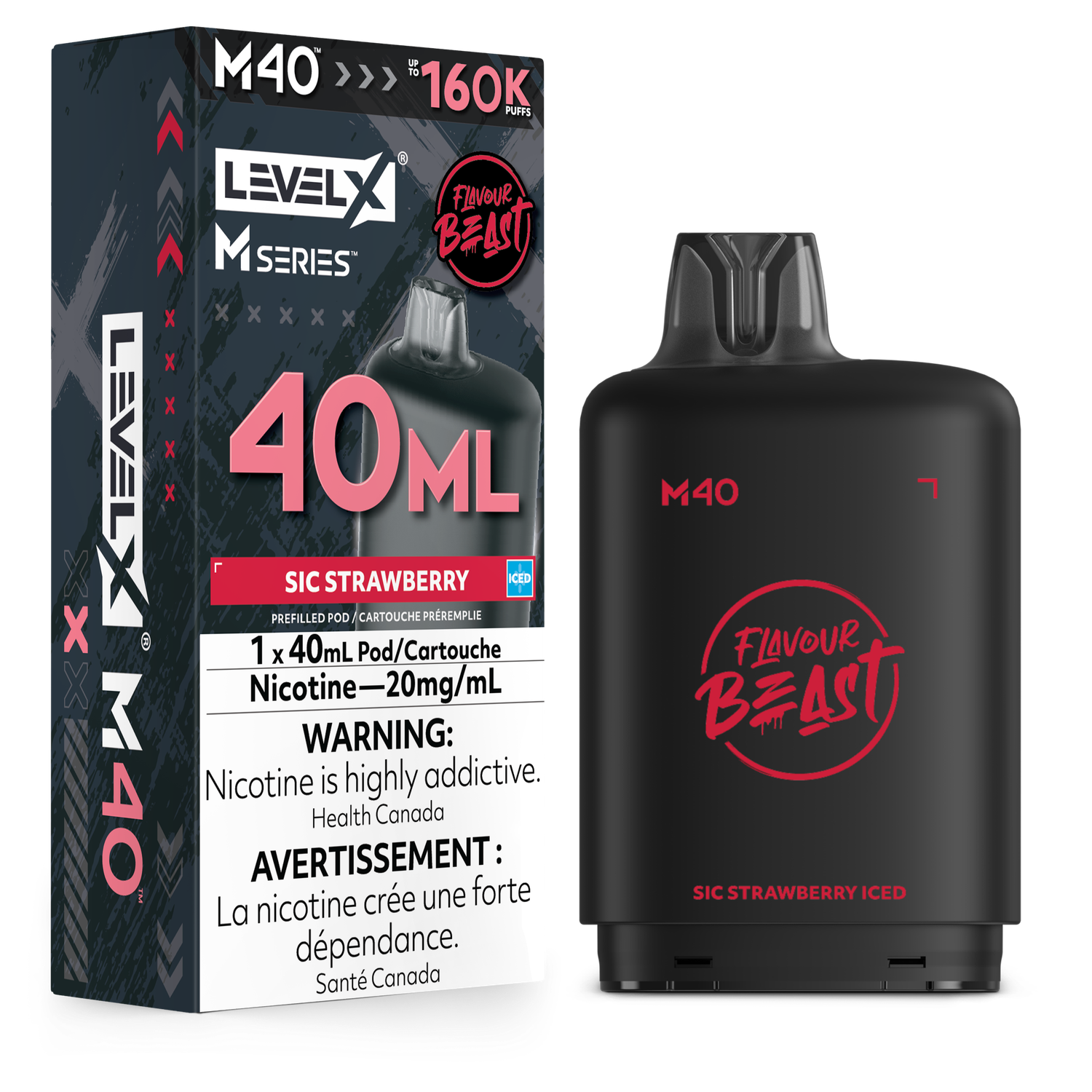 Sic Strawberry Iced Flavour Beast Level X M40 Series Pod, Nicotine: 20mg