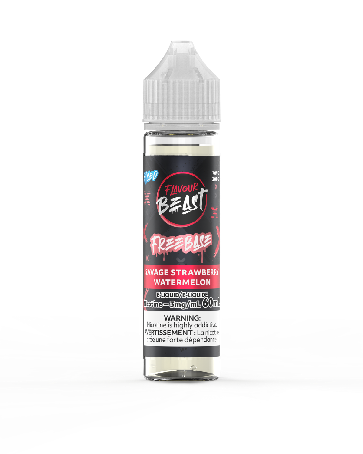 Savage Strawberry Watermelon Iced - Flavour Beast Freebase, Nicotine: 3mg, Size: 60ml