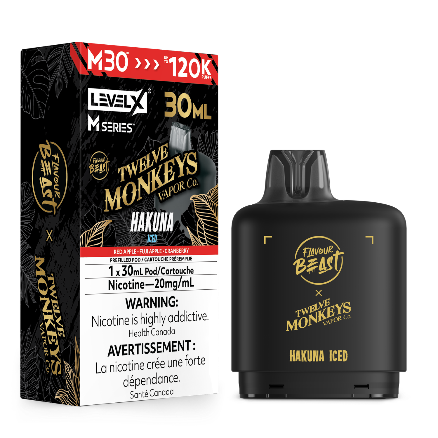 Hakuna Iced Flavour Beast x Twelve Monkeys Level X M30 Series Pod, Nicotine: 20mg