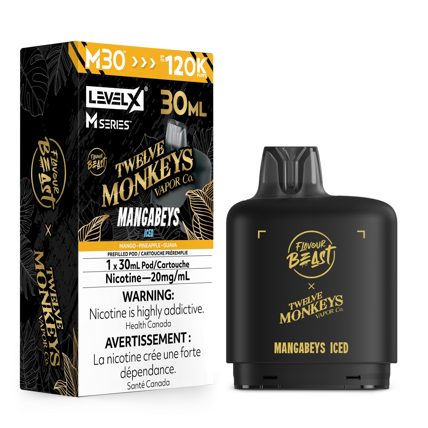 Mangabeys Iced Flavour Beast x Twelve Monkeys Level X M30 Series Pod, Nicotine: 20mg