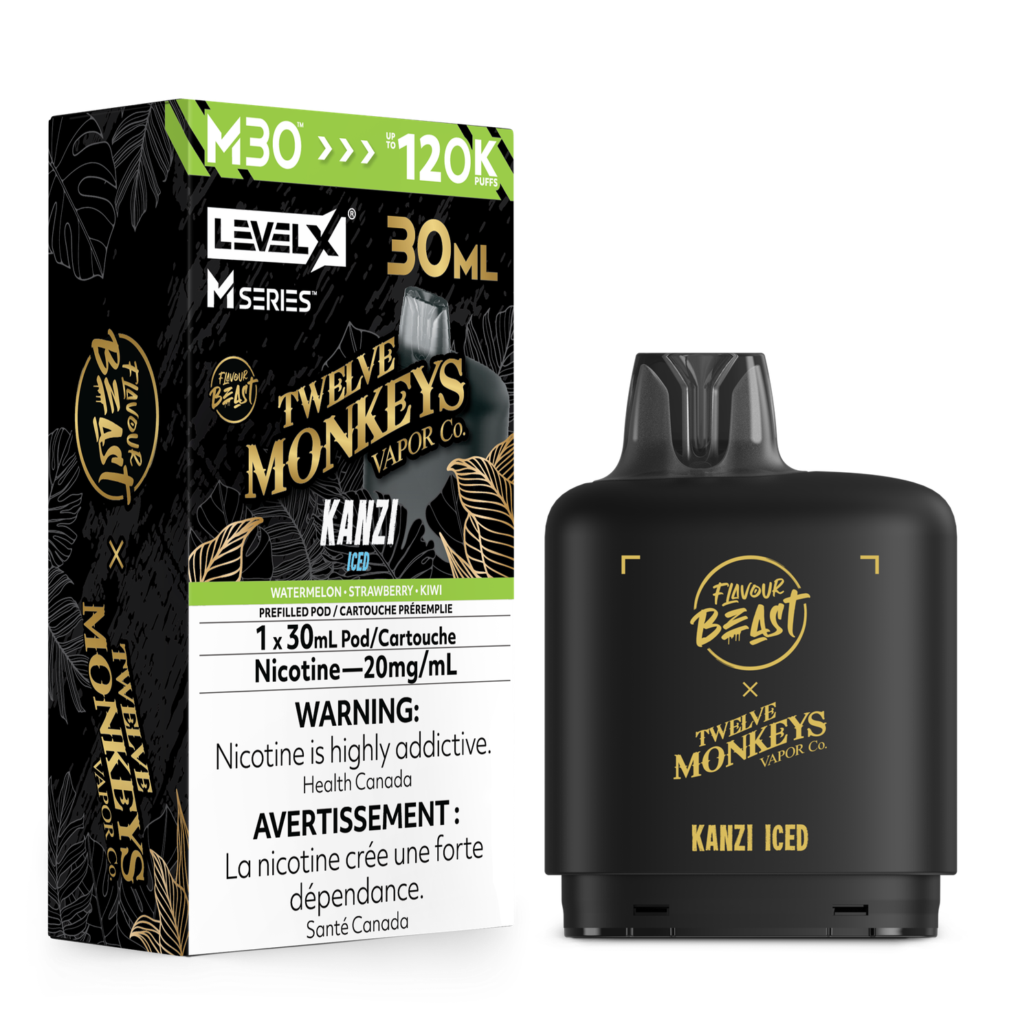 Kanzi Iced Flavour Beast x Twelve Monkeys Level X M30 Series Pod, Nicotine: 20mg