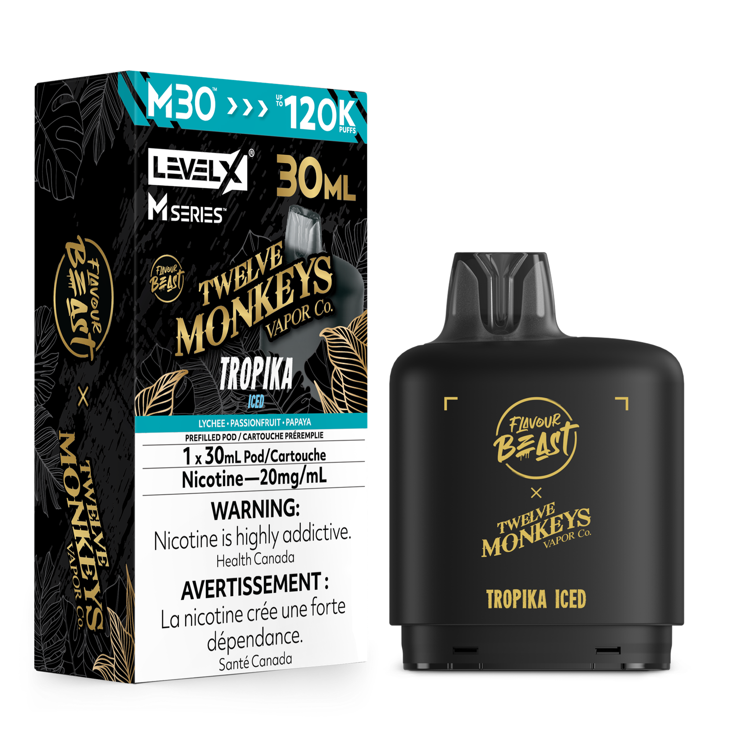 Tropika Iced Flavour Beast x Twelve Monkeys Level X M30 Series Pod, Nicotine: 20mg