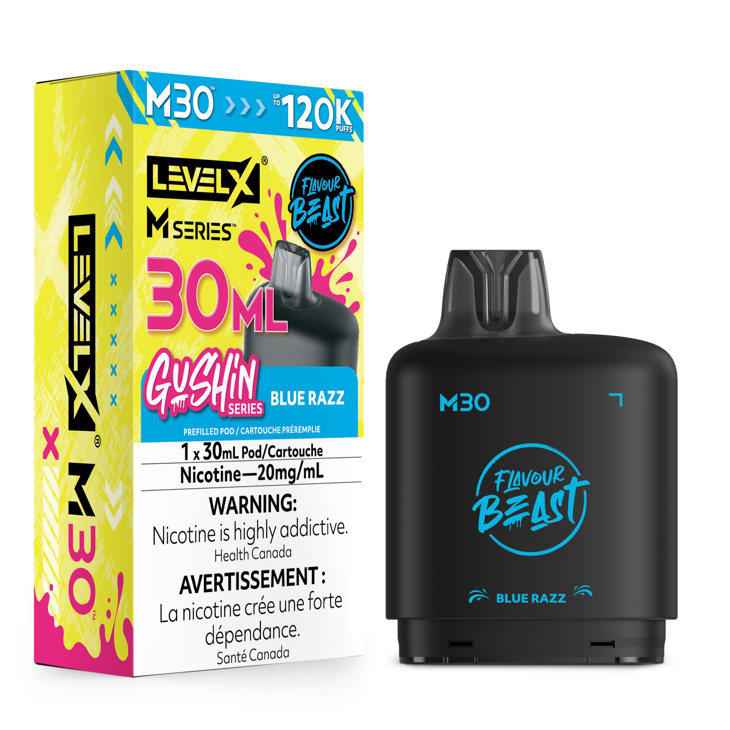Gushin' Blue Razz Flavour Beast Level X M30 Series Pod, Nicotine: 20mg