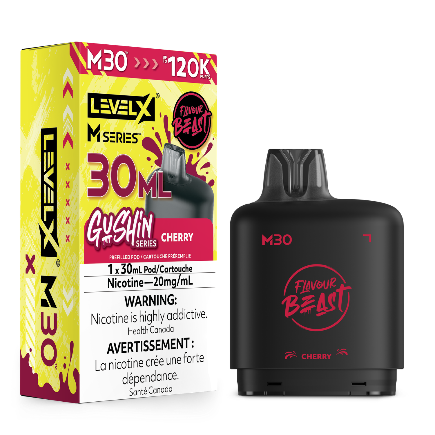 Gushin' Cherry Flavour Beast Level X M30 Series Pod, Nicotine: 20mg