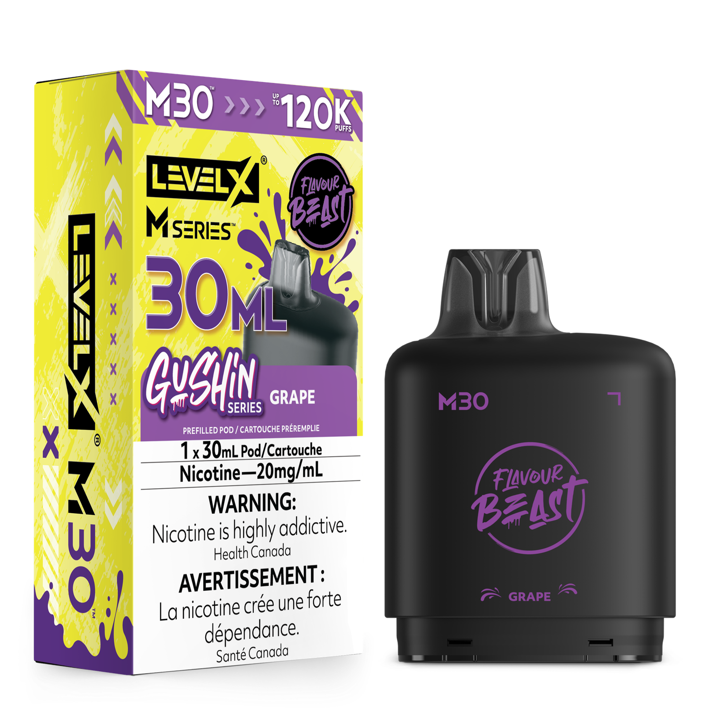 Gushin' Grape Flavour Beast Level X M30 Series Pod, Nicotine: 20mg