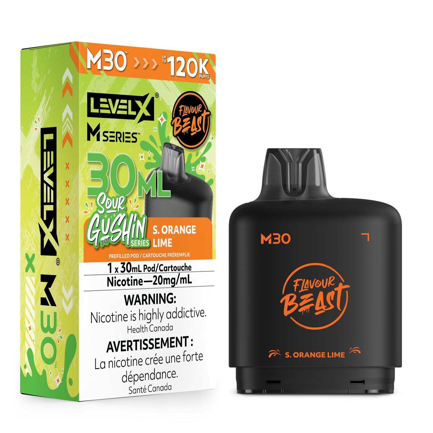 Sour Gushin' S. Orange Lime Flavour Beast Level X M30 Series Pod, Nicotine: 20mg