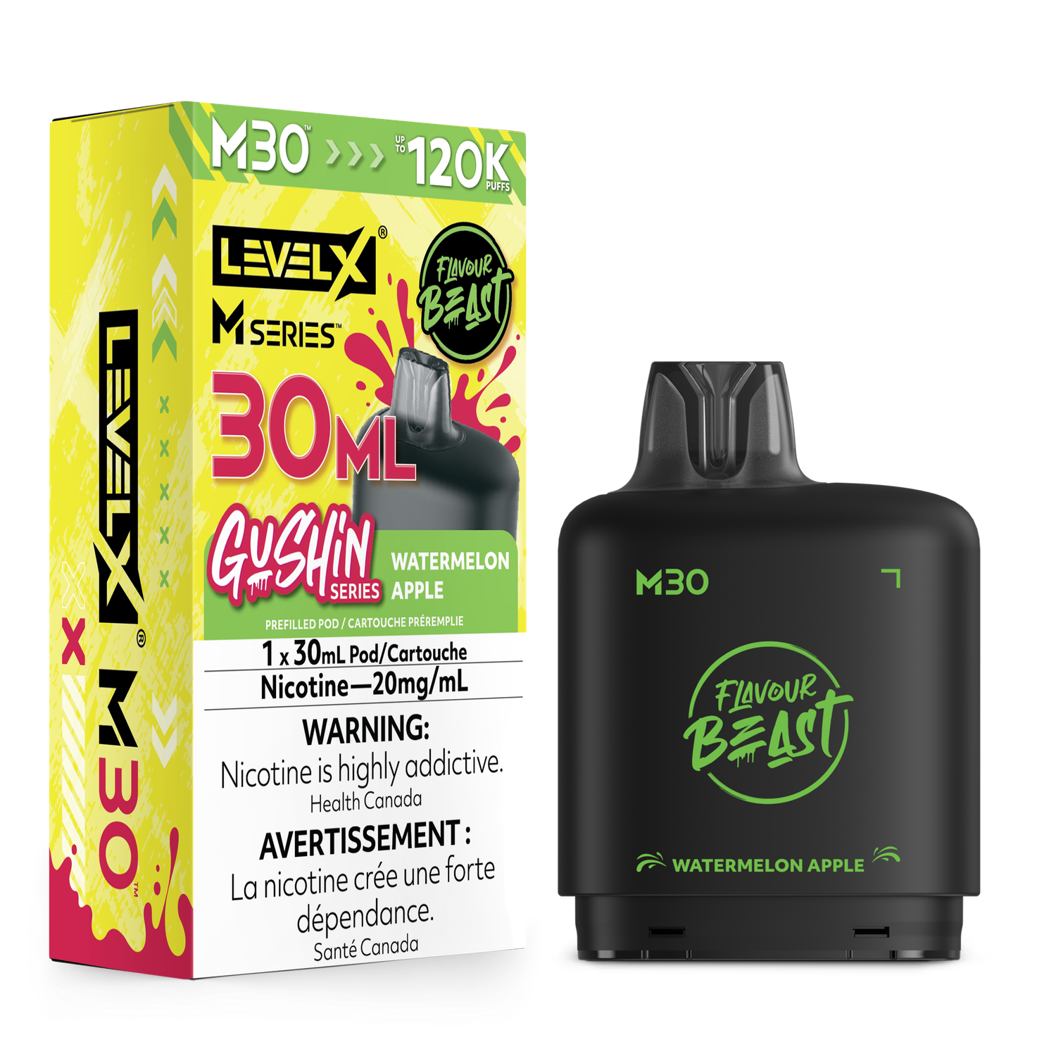 Gushin' Watermelon Apple Flavour Beast Level X M30 Series Pod, Nicotine: 20mg